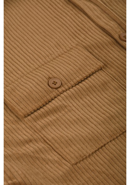 Camel Cepli Likralı Kadife Kumaş Rahat Kesim Erkek Gömlek – Yumuşak Dokulu, Şık Tasarım Gömlek 2600759 indirimleri