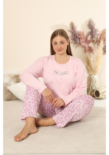 Sandy Soft Termal Kumaş Büyük Beden Kışlık Kadın Pijama Takımı 8050 modelleri