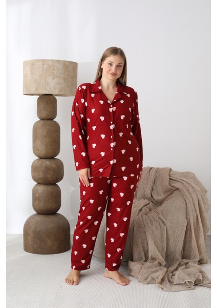 Boydan Düğmeli Süet Kumaş Büyük Beden Kadın Pijama Takımı 2170 fiyatları