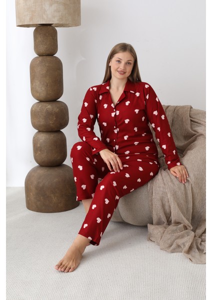 Boydan Düğmeli Süet Kumaş Büyük Beden Kadın Pijama Takımı 2170 modelleri