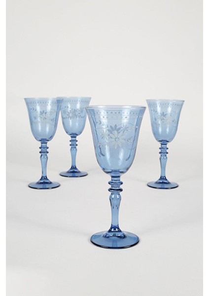 4 Adet Rakle Nazenin 4lü Su Kadeh Seti Mavi 270CC NZN141