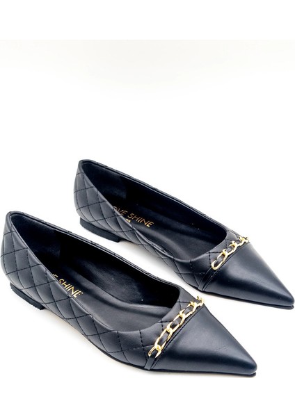 Aloria Kadın Kapitone Zincir Tokalı Babet Modern Detaylı Tasarım