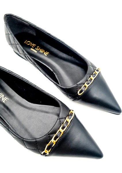 Aloria Kadın Kapitone Zincir Tokalı Babet Modern Detaylı Tasarım