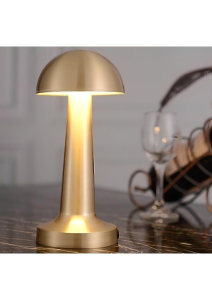 Şarjlı Dimlenebilir Üç Fonksiyonlu Mantar Gold Renk Masa Lambası Hs 8107 fiyatları