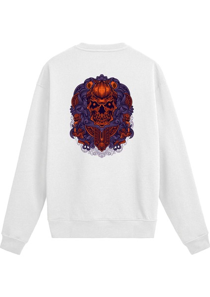 Sırt Baskılı Kurukafa Tasarımlı Sweatshirt