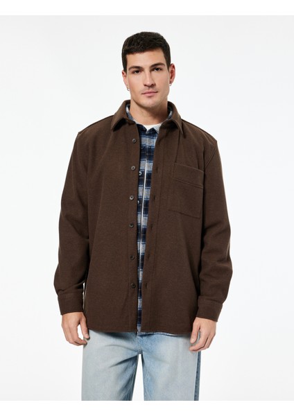 Viskon Karışımlı Cep Detaylı Uzun Kollu Düğmeli Klasik Yaka Gömlek Ceket modelleri