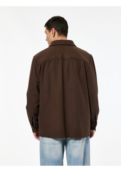 Viskon Karışımlı Cep Detaylı Uzun Kollu Düğmeli Klasik Yaka Gömlek Ceket fırsatları