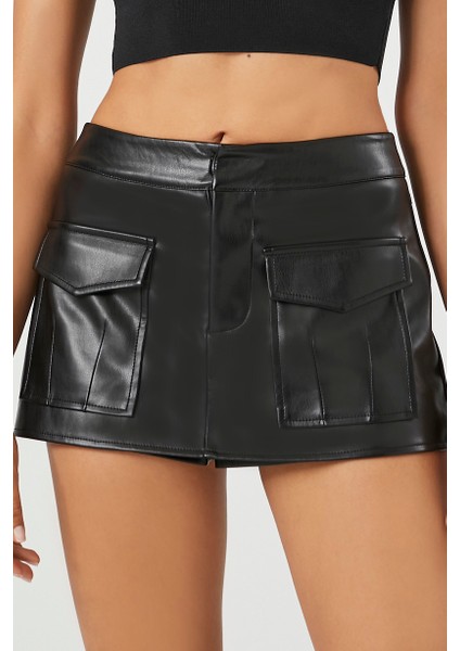 Suni Deri Şort Etek modelleri