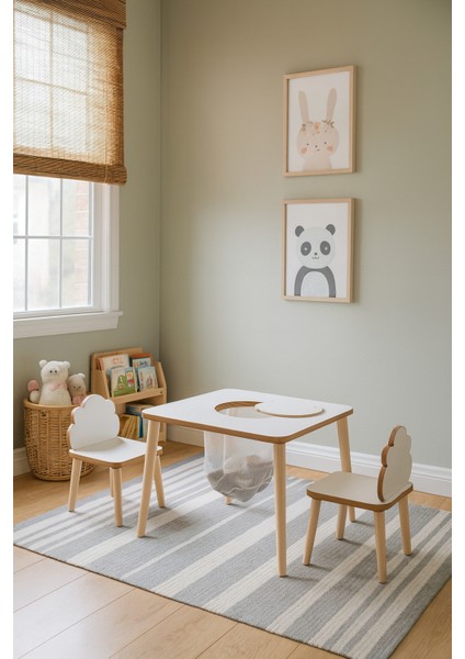 Çocuk Aktivite Masası, Çalışma Masası Sandalye Takımı Sepetli Etkinlik Masası- Yaz- Sil Yüzey fırsatları