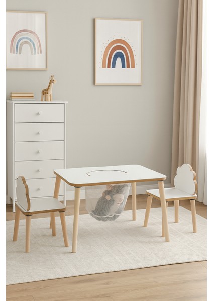 Çocuk Aktivite Masası, Çalışma Masası Sandalye Takımı Sepetli Etkinlik Masası- Yaz- Sil Yüzey indirimleri