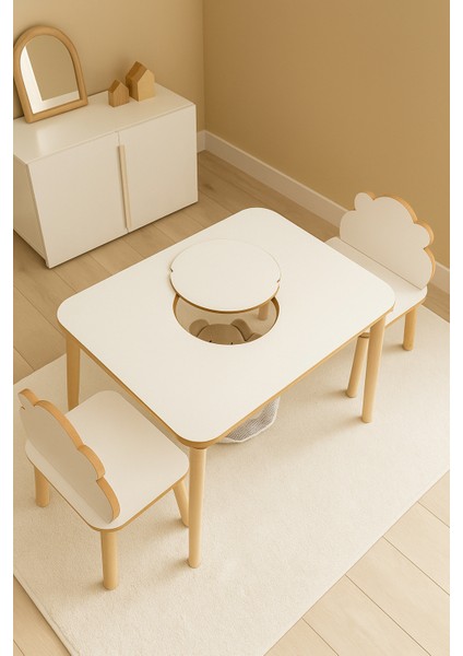 Çocuk Aktivite Masası, Çalışma Masası Sandalye Takımı Sepetli Etkinlik Masası- Yaz- Sil Yüzey