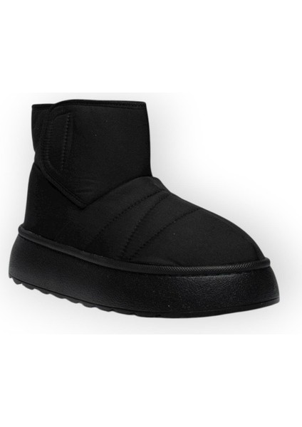 İçi Kürklü Paraşüt Kumaş Cırtlı Kalın Taban Kadın Bot SİYAH