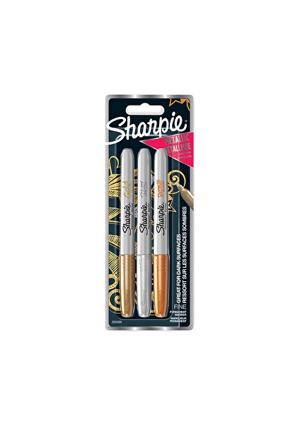 4 Adet Sharpie Fine Marker Metalik Kalem Seti 3 Renk