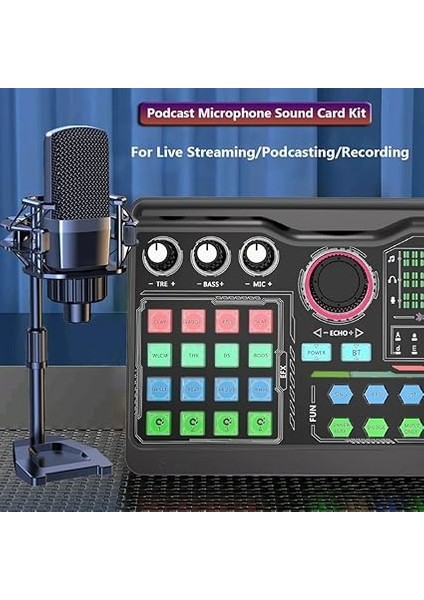 Podcast Mikrofon Ses Kartı Kiti Pc Smartphone Dizüstü Bilgisayar Içiin Vlog Kayıt Canlı Akışı Youtuber Yayıncılara Uygun P300 (P300) modelleri