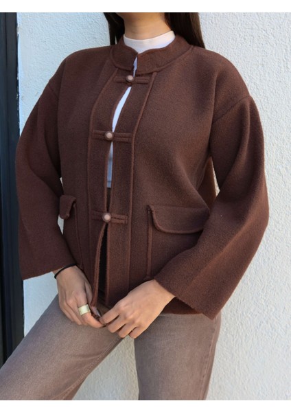 Dik Yaka Cepli Triko Hırka modelleri