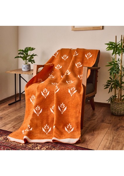 Soft Elias Pamuklu Tv Battaniyesi - Ekru / Turuncu - 130X170 cm fiyatları