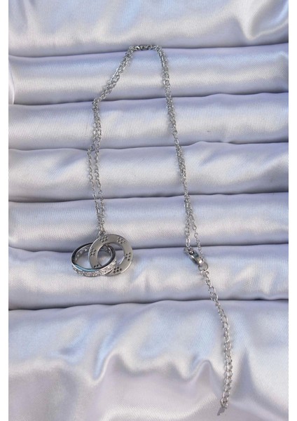 Bfs 316L Çelik Gümüş Renk Zirkon Taşlı Kolye fiyatları