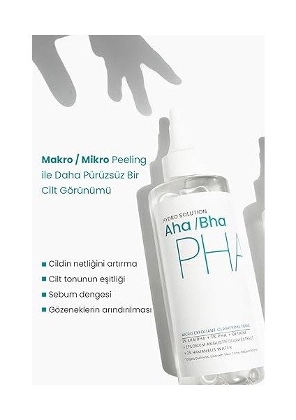 Hydro Solutıon Aha/bha ve Pha Mikro Peeling Temizleyici Cilt Tonu Eşitleyici Tonik 200 ml indirimleri