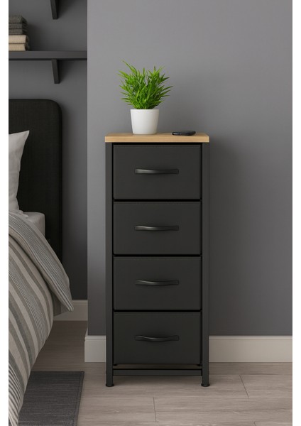 4 Çekmeceli Şifonyer Yatak Odası Düzenleyici Çocuk 0dası Organizer Deri Çekmeceli Oyuncak Dolabı