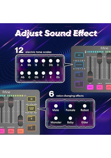 Usb/xlr Akış Mikrofon Dinamik, Oyun Ses Mikseri, Xlr Mikrofon Arayüzlü Akım Rgb Pc Mikser (Am8 + Sc3) modelleri