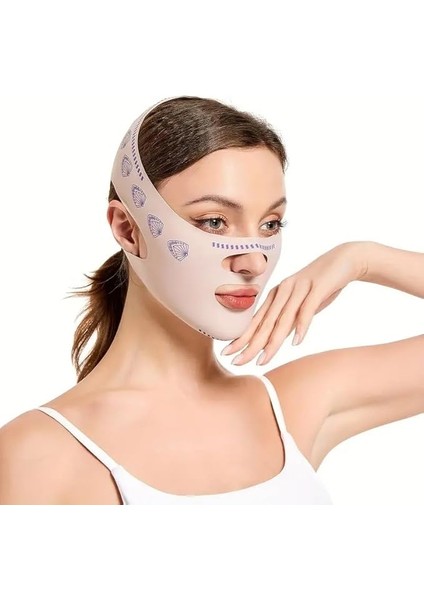 Yüz Şekillendirici Maske, V Çene Sıkılaştırıcı Band, Yüz ve Boyun Incelten Maske, Ten Rengi