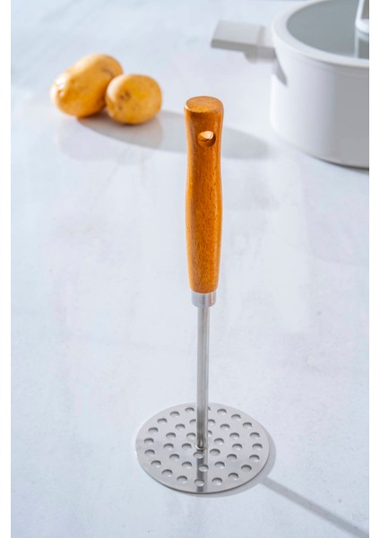 Evero Ahşap Saplı Çelik Patates Ezici - 25 cm