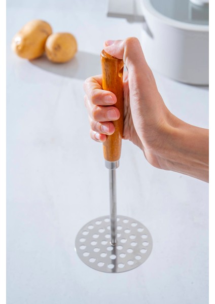 Evero Ahşap Saplı Çelik Patates Ezici - 25 cm fırsatları