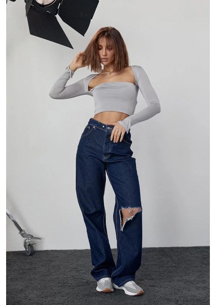 Kara Yaka Uzun Kollu Crop - Taş fırsatları