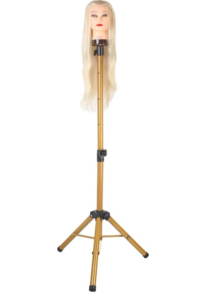Kuaför Eğitim Mankeni Için Metal Tripod - Simli Gold + Taşıma Çantası fiyatları