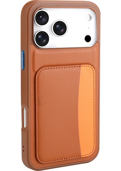 Iphone 17 Pro Uyumlu Kılıf Çift Renkli Kartlıklı Deri Tasarımlı Cüzdan Kapak fiyatları