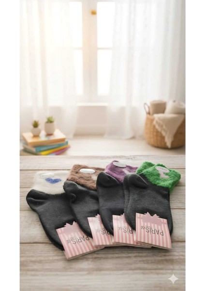 Pamuk Dikişsiz Renkli Çoraplar 4 Lü Paket