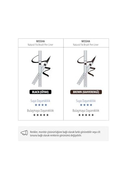Mıssha Ince Fırça Uçlu Kalem Eyeliner Natural Fix Brush Pen Liner (Black) fiyatları