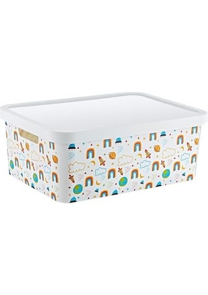 Stafi Desenli Çok Amaçlı Kapaklı Kutu 12 Lt Rainbow fiyatları