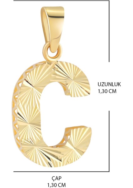 14 Ayar Altın C Harfi Kalemli Kolye Ucu fiyatları