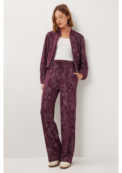 Fermuarlı Desenli Alt-Üst Örme Takım LCI0053 Mürdüm fiyatları