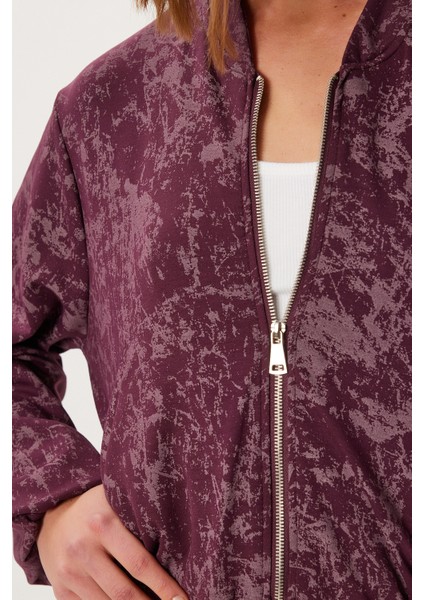 Fermuarlı Desenli Alt-Üst Örme Takım LCI0053 Mürdüm modelleri