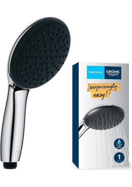 Start 110 El Duşu, 1 Akışlı Yağmur Duşu, 110MM Yuvarlak Duş Başlığı, Kireç Önleyici Sistem, Krom, 27940001