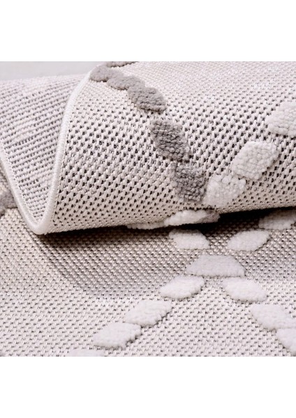 Avila Geometrik Gri Polyester Pamuk Tabanlı Makine Halısı indirimleri