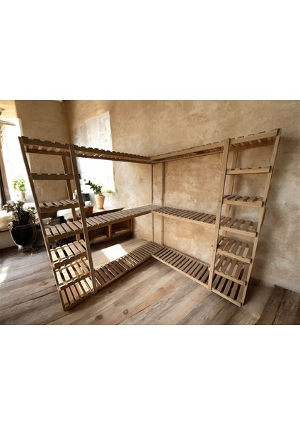 Ahşap L Köşe Elbise Dolabı