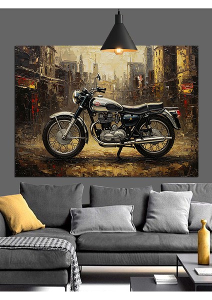 Eski Tarz Motorsiklet Dekoratif Kanvas - Mdf Ahşap Tablo fiyatları