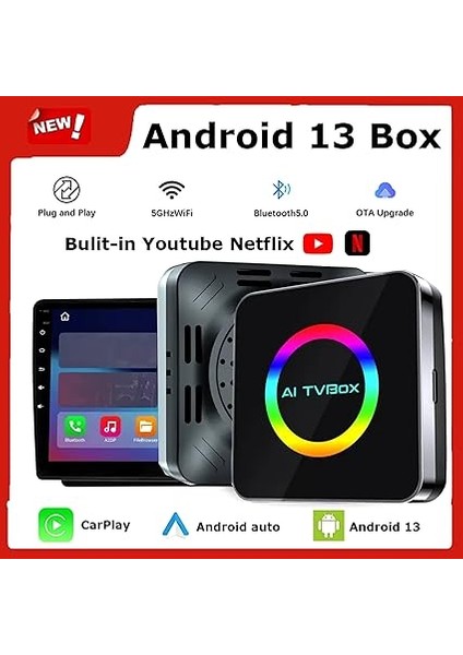 Android 13 Carplay Android Auto Aı Box, 4gb Ram 64GB Rom, Netflix Youtube Video Oynatma Destekli fiyatları