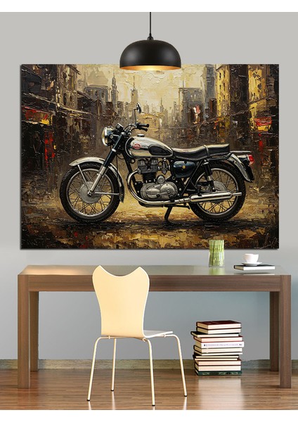 Eski Tarz Motorsiklet Dekoratif Kanvas - Mdf Ahşap Tablo fırsatları