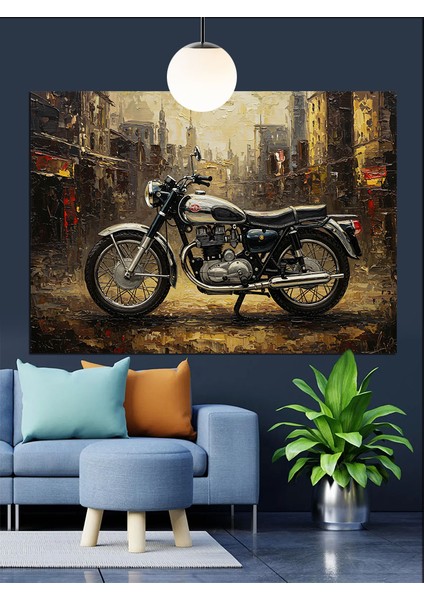 Eski Tarz Motorsiklet Dekoratif Kanvas - Mdf Ahşap Tablo indirimleri