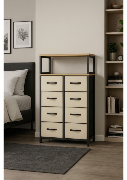 2 Raflı 8 Çekmeceli Şifonyer Yatak Odası Çocuk Odası Düzenleyici Deri Çekmeceli Organizer fiyatları