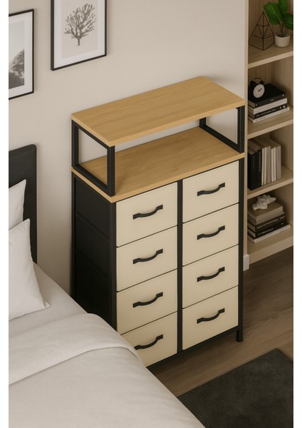 2 Raflı 8 Çekmeceli Şifonyer Yatak Odası Çocuk Odası Düzenleyici Deri Çekmeceli Organizer modelleri