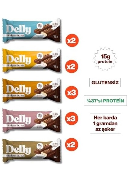 12 Adet Çikolata Kaplı - Yüksek Proteinli Bar Karışık Kutu