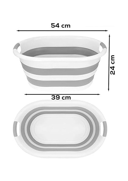 2li Katlanır Temizlik Seti - Katlanır Sepet 25LT - Katlanır Kova 10LT Beyaz - Gri modelleri