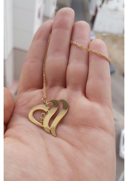 925 Ayar Gümüş 24 Ayar Altın Kaplama Kalpli Kolye