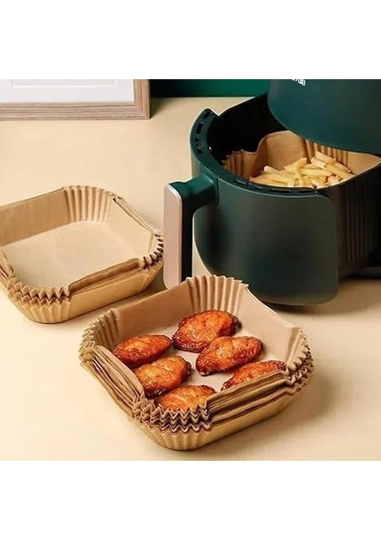 Airfryer Pişirme Kağıdı, Fritöz Yağlı Kağıdı, Yanmaz Kağıt 50 Adet (Kare) Bowl 1.sınıf fırsatları