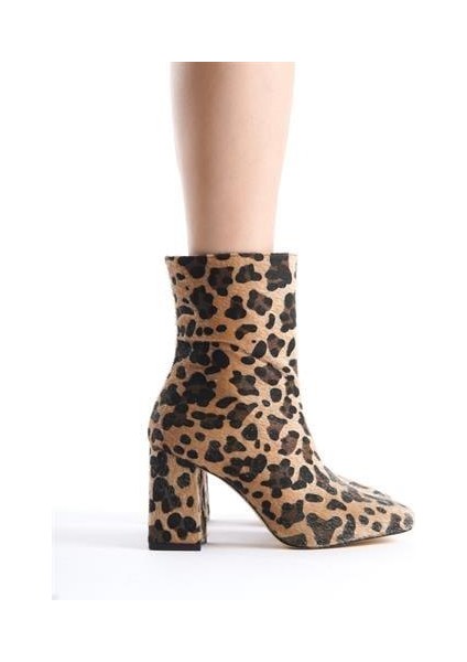 Kadın TLL Leopar Kalın Topuk Bot